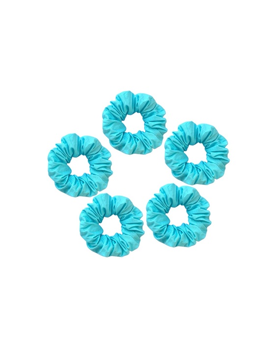 Accessories - Bright Teal Hair Scrunchie Set. 5 Soft cotton hair ties.